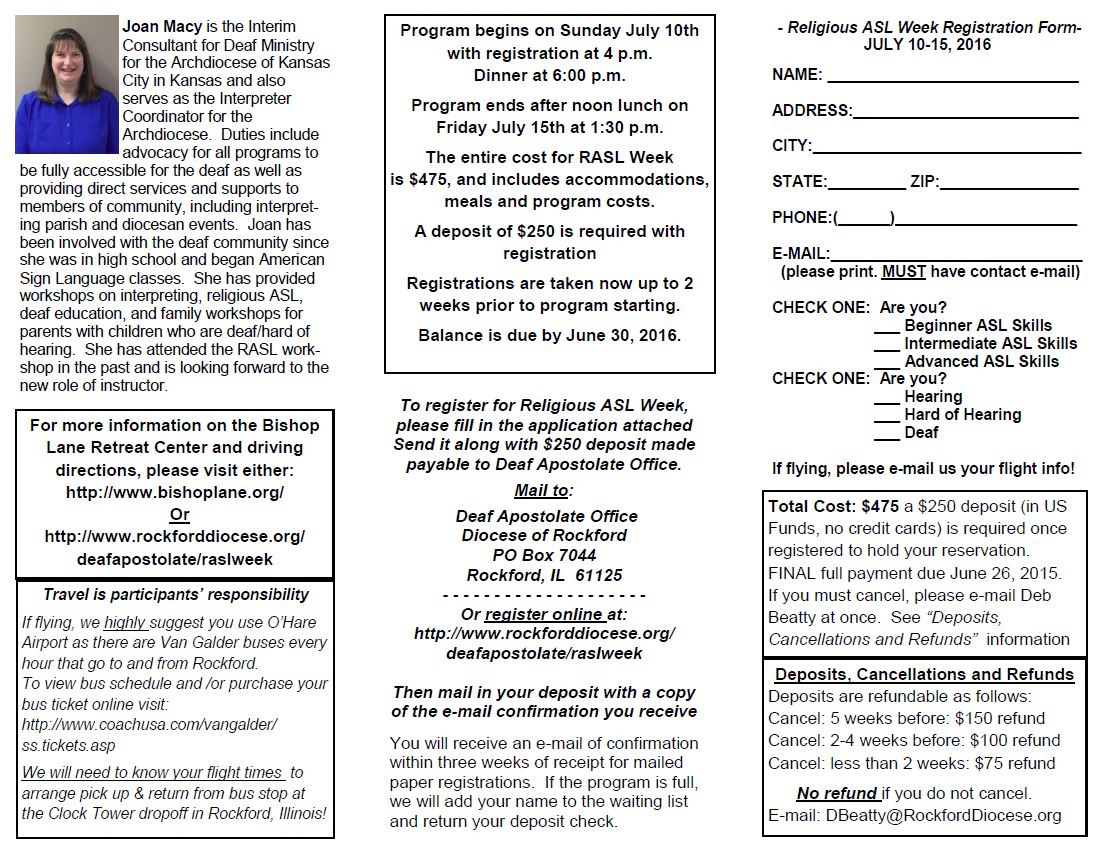 RASL Week Deaf Apostolate Of The Rockford Diocese